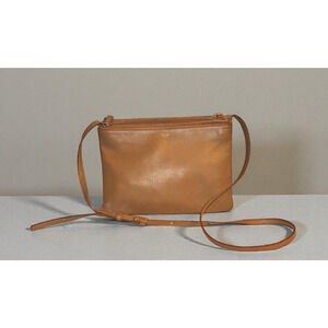Authentic CELINE Calf Skin Trio Bag Shoulder Bag Crossbody Bag Beige - Small